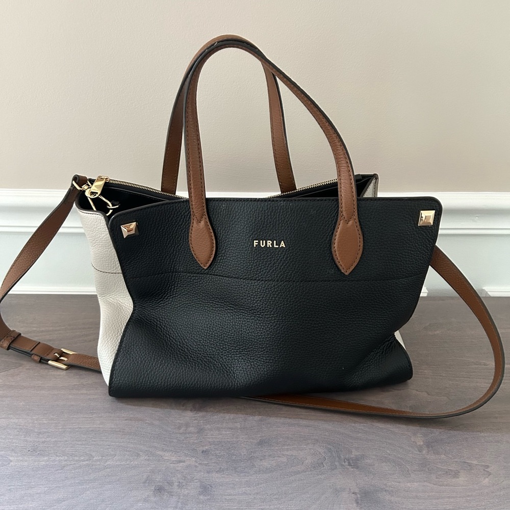 Furla color block leather tote crossbody